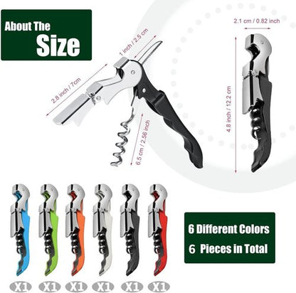 6 Pieces wine key wine opener Stainless wine bottle opener Fold Serrated Foil Cutter wine key for servers for Family, Company Party,Bars,Restaurants(6 Color)