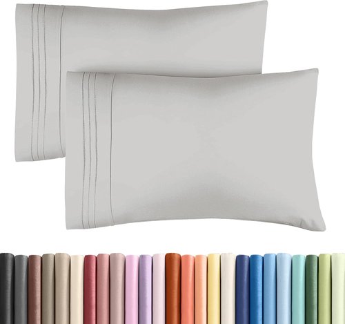 King Standard Pillow Cases - Soft Hotel Quality Covers | Comfy, Fade-Free & Wrinkle Resistant - 2 Piece Set in French Grey