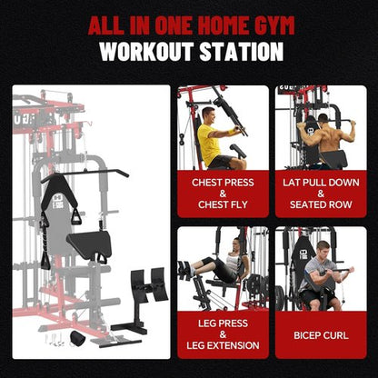 All-In-One Home Gym System - Multi-Function Smith Machine with Cable Crossover | Full Body Workout Trainer