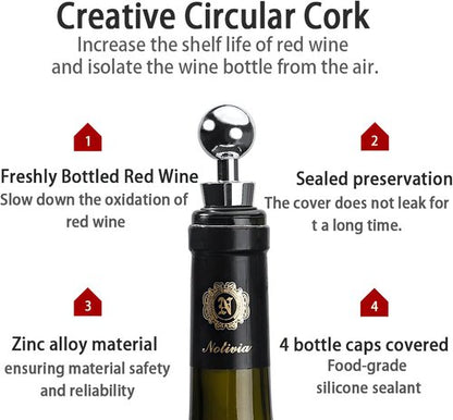 6PCS Metal Wine Stoppers – Cone-Shaped Alloy Bottle Stoppers with Silicone Seals, Leak-Proof & Reusable Wine Savers for Red Wine, Champagne, Liquor Bottles