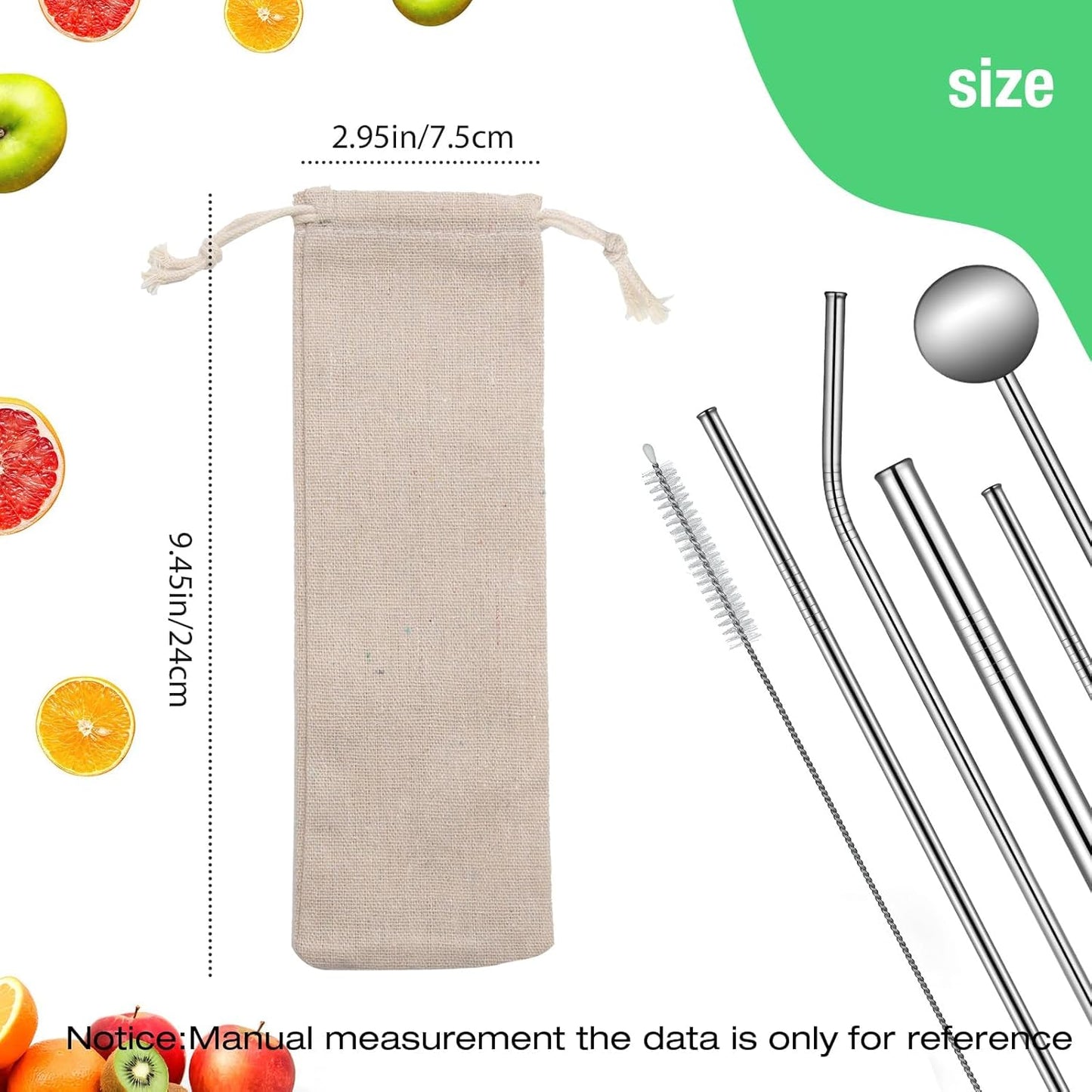 Saihisday Portable Cotton & Linen Pouch Bags - 20 Pcs Reusable Drawstring Cases for Straws & Cutlery