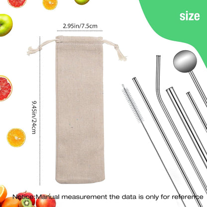 Saihisday Portable Cotton & Linen Pouch Bags - 20 Pcs Reusable Drawstring Cases for Straws & Cutlery