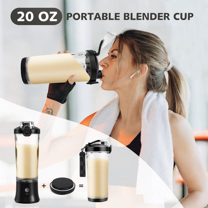 Skiennix Portable Blender - 20 OZ Personal Juicer for Shakes & Smoothies | USB-C Rechargeable, Travel-Friendly Design
