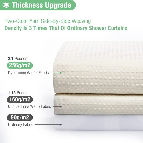 Dynamene Extra Long Shower Curtain,96 Inch Long Waffle Weave Weighted Thick Cloth Bathroom Shower Curtain, Neutral Heavy Duty Hotel Bath Curtain Set with 12 Plastic Hooks,72x96,Cream/Ivory