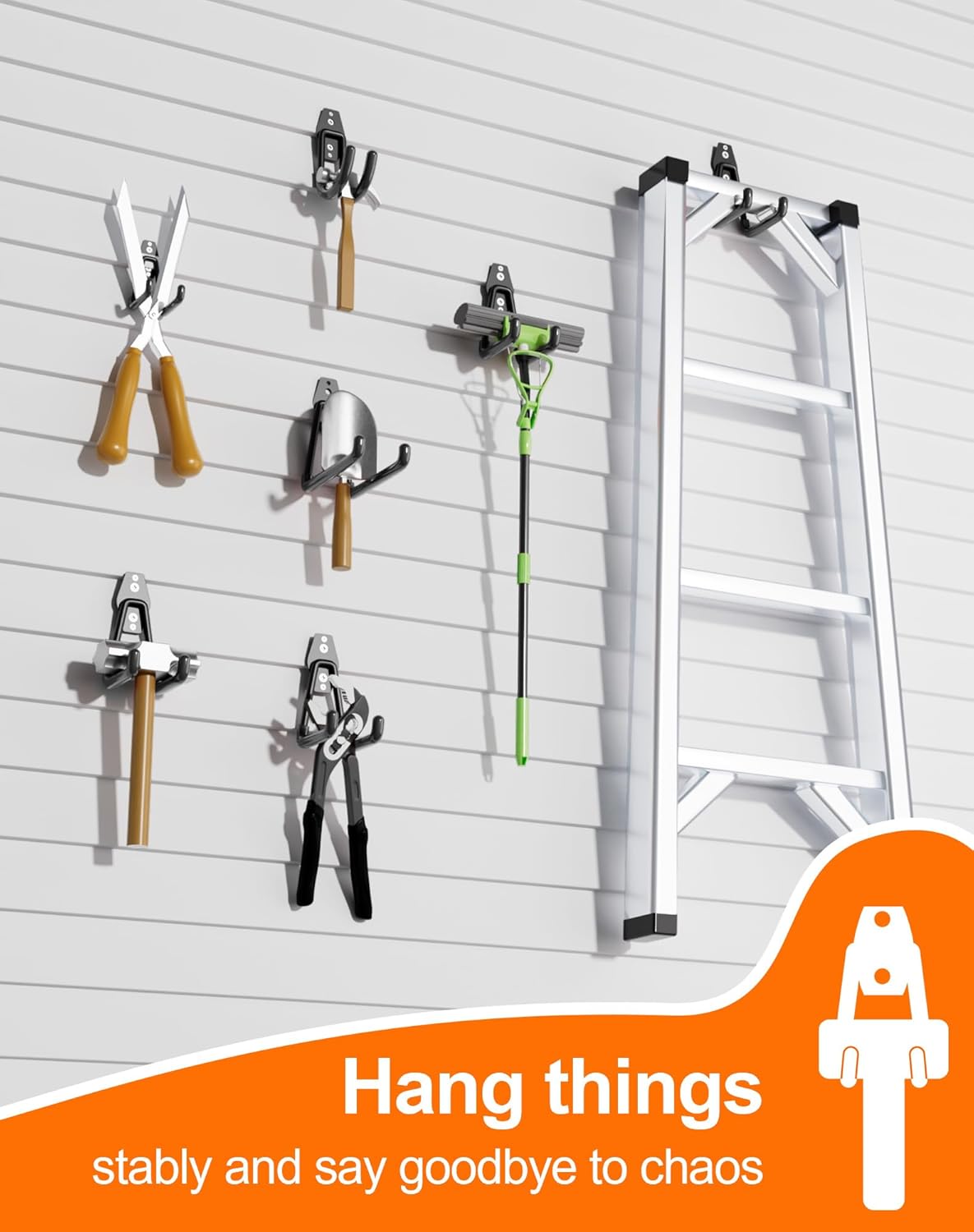 QcoQce Heavy-Duty Garage Hooks - 14 Pack Wall Mount Storage Solution for Bikes, Ladders & Tools
