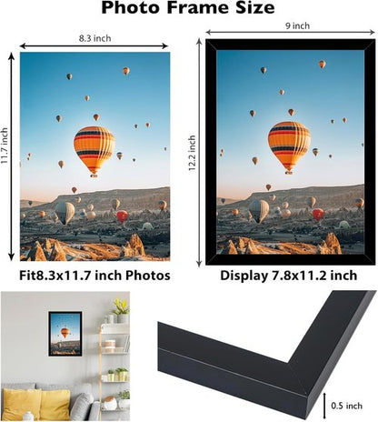 Black A4 Picture Frame by [Brand Name] - Wall Mount or Tabletop Display | Shatter Resistant Plexiglass, 8.3x11.7