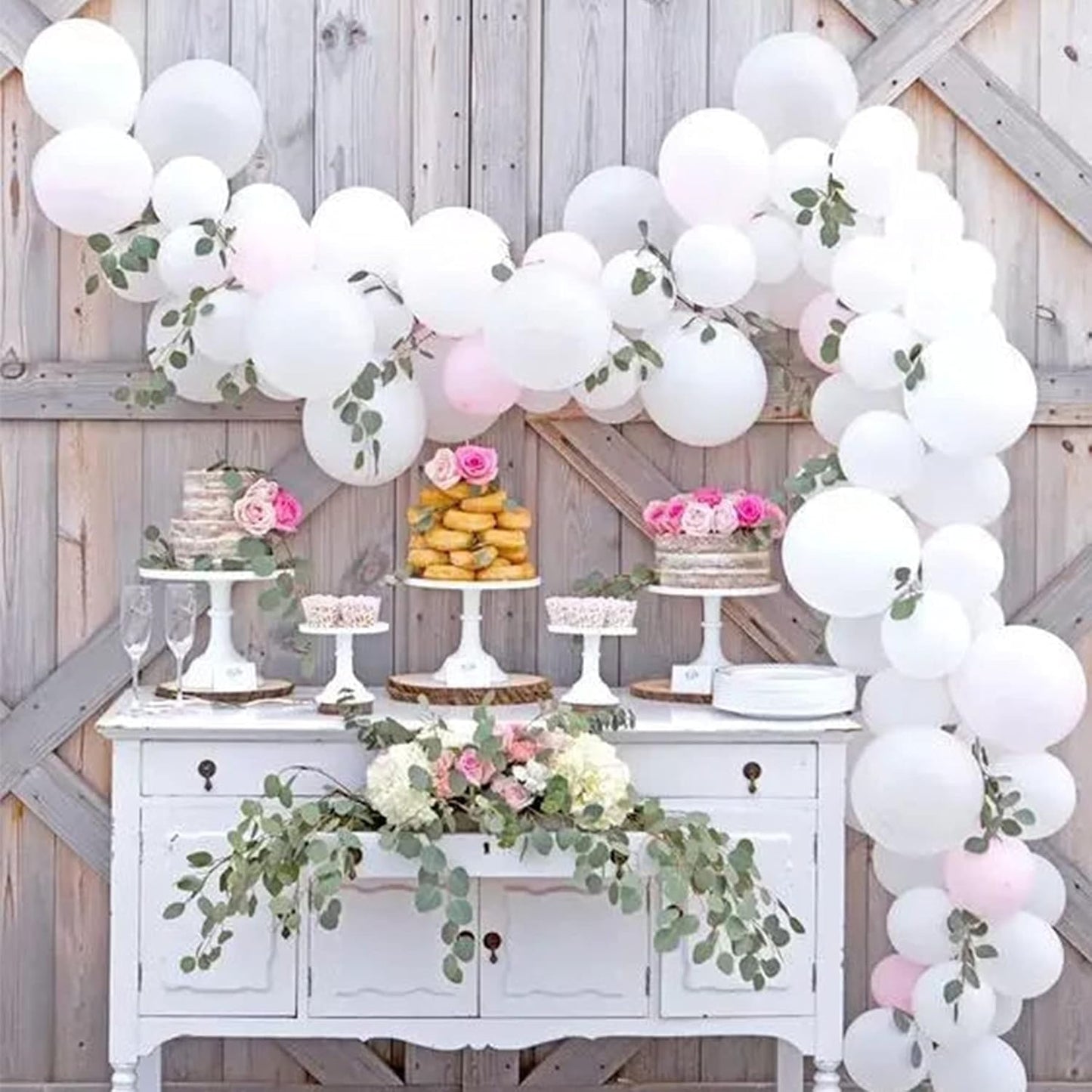 ASIYUHY White Balloons - 100 Pack 12-Inch Latex Balloons with Ribbons for Weddings & Parties