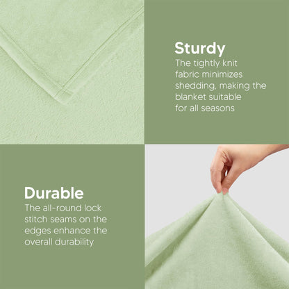 Utopia Bedding Fleece Blanket King Size Sage Green 300GSM Luxury Fuzzy Soft Anti-Static Microfiber Bed Blanket (90x102 Inch)