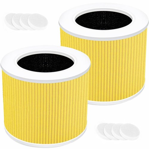 LMEDIT Core Mini Replacement Filter Compatible with LEVOIT Core Mini Air Purifier, 3-in-1 H13 Grade Core Mini-RF True HEPA Filter for Levoit Filter Replacement Core Mini (Core Mini-RF-PA(Yellow))