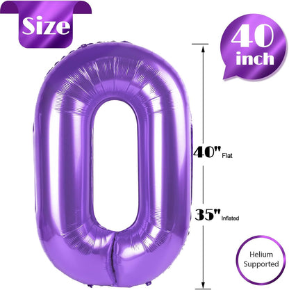 Purple Number Balloon - 40 Inch 0 Balloon for Birthday Celebrations | Perfect Party Supplies for All Ages