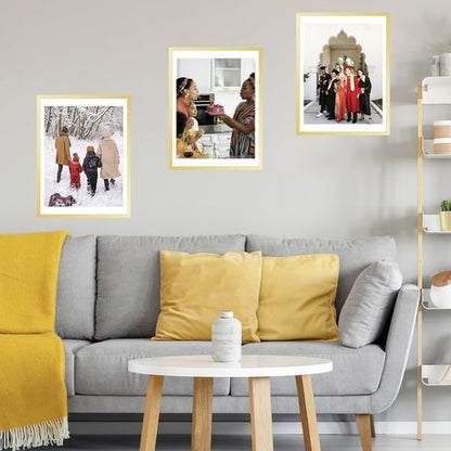 JCJMY 19.25x26.75 Puzzles Frame Gold, Display 18x24 with Mat or 19.25 x 26.75 without, Wall Hanging 19.25 by 26.75 Picture Frame for Poster Photo Canvas Picture Puzzles, Gold