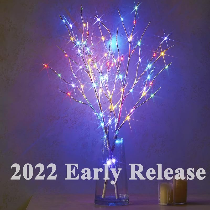 Birch Lighted Branches Battery Operated 100 Leds 8 Functions - Variation: Birch 8 Functions