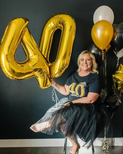 Gold Number 40 Balloon - 40-Inch Golden Birthday Decoration for 40th Party Celebrations