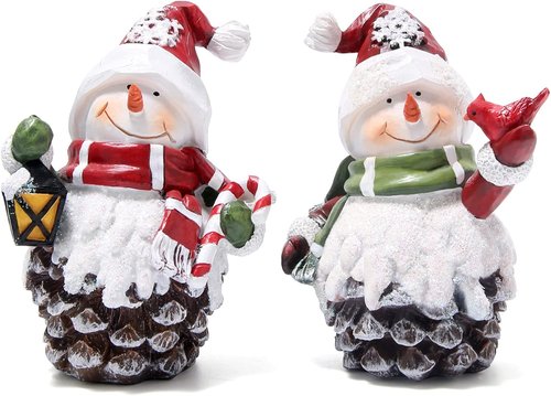 Hodao Handmade Resin Christmas Snowman Decorations - Adorable Indoor Winter Decor | Perfect Holiday Gifts for Family & Friends