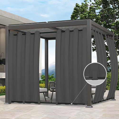 Easy-Going Outdoor Curtains Waterproof Windproof Weatherproof Curtain for Patio, Cabana, Porch, Pergola and Gazebo, Grommet Top and Tab Bottom Drape, 1panel, 54x84 inch, Grey