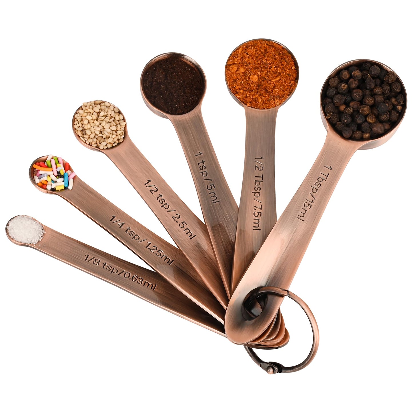 Smithcraft Measuring Cups and Spoons Set, Copper Measuring Cups and Spoons Set for Baking & Kitchen, Stainless Steel Measure Cup and Spoon for Dry &Liquid, Metal 7 Measure Cups&6 Spoons