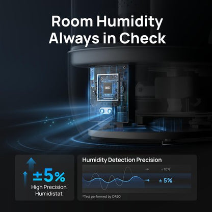 DREO Humidifiers for Bedroom, 6L Easy to Fill & Clean, 60H Runtime for Large room, 28 dB Quiet Cool Mist Air Humidifier for Plant, Baby Nursery, Home, Indoor, Night Light, Precise Humidity Control