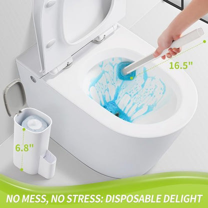 IVYROLL Toilet Bowl Cleaner Wand - Disposable Brush Set with 14 Refills & Holder for Easy Cleaning