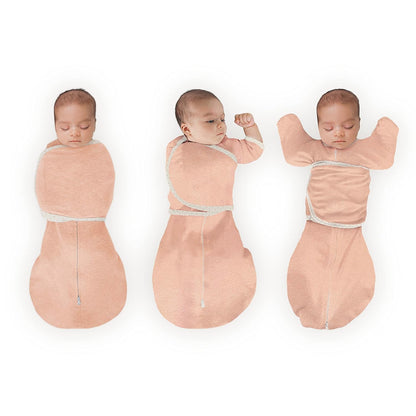 SwaddleDesigns 6-Way Omni Swaddle Sack - Arms Up Design for Newborns | Enhances Sleep, 12-18 lbs, Heathered Peach Blush