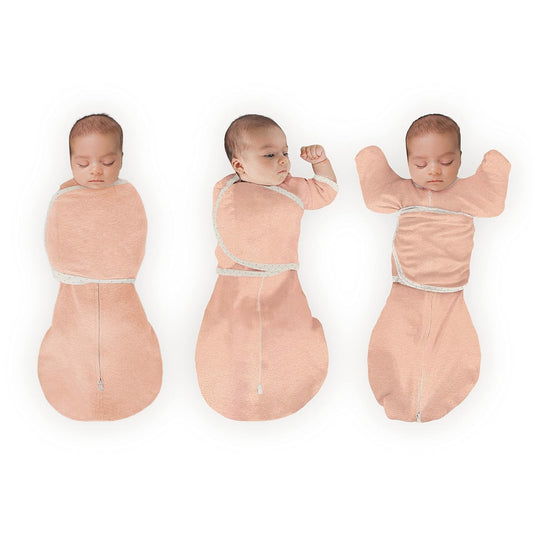 SwaddleDesigns 6-Way Omni Swaddle Sack - Arms Up Design for Newborns | Calms Startle Reflex, Improves Sleep, Small (0-3 Mo, 6-14 lbs), Heathered Peach Blush