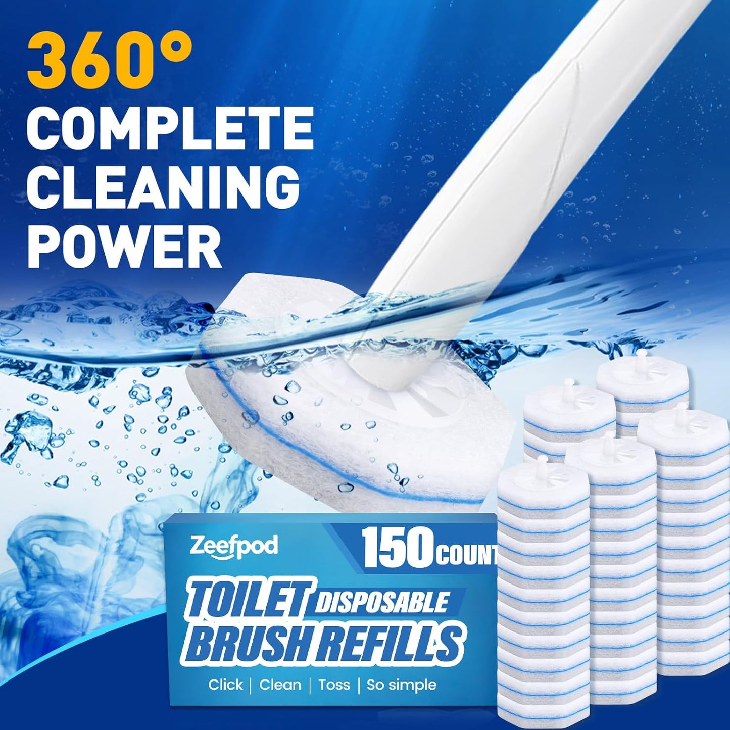 Regine Switzerland Toilet Brush Refills - Disposable Hygienic Scrubber Pads | 150 Count