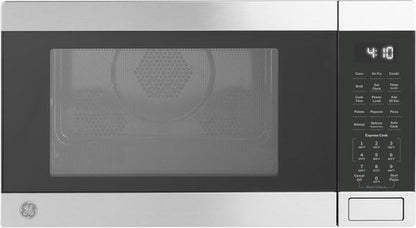 GE 4-in-1 Countertop Microwave Oven - 1.0 Cu Ft, 1050W Convection with Air Fry & Broil | Compact Stainless Steel Design for Apartments & Offices