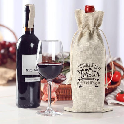 Funny Teacher Retirement Gifts for Woman Men Happy Retirement Party Decorations Retired Leaving Gifts for Teacher Teacher Appreciation Gifts Teacher Wine Bag