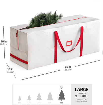 Zober Christmas Tree Storage Bag | Fits 9 Ft Artificial Trees - Waterproof & Durable - White (Pack of 2)