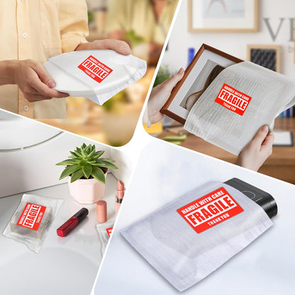 Regine Switzerland 540Pcs Dish Packing Supplies - Cushion Foam Wrap Pouches & Sheets with Fragile Stickers | 4 Sizes Included