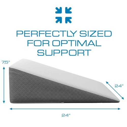 Kolbs Bed Wedge Pillow for Sleep Apnea, FSA Eligible Acid Reflux, and Back Pain Relief, with Chic Jacquard Cover - Headboard Wedges for Sleeping (Standard Width 7.5" Height)