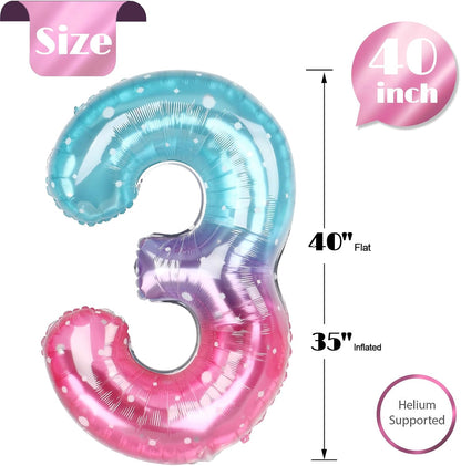 Starry Sky 40-Inch Number 3 Balloon - Perfect for 3rd Birthday Celebrations | Ideal for Kids & Adults