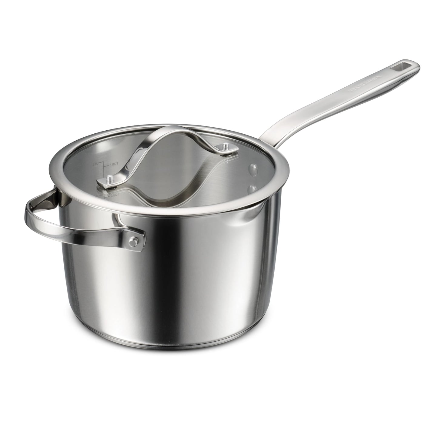 Tramontina Tempo Tri-Ply Base Stainless Steel 4-Quart Sauce Pan with Glass Lid, Induction-Ready Saucepan, Oven-Safe, Dishwasher-Safe