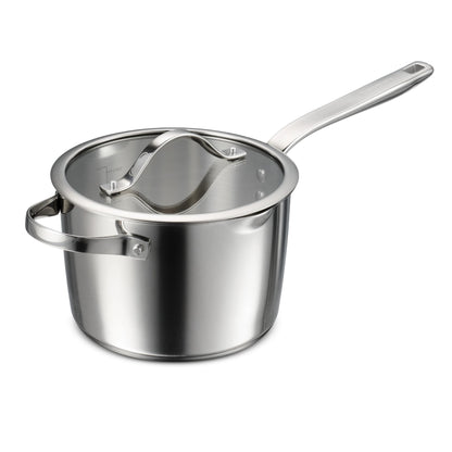 Tramontina Tempo Tri-Ply Base Stainless Steel 4-Quart Sauce Pan with Glass Lid, Induction-Ready Saucepan, Oven-Safe, Dishwasher-Safe