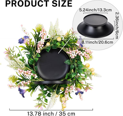 MOYEE Candle Holder Centerpiece - Elegant Black Metal Design with Artificial Flowers | 14-Inch Dining Table Decor