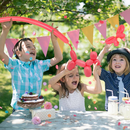 Skiennix 260 Long Balloons - 100 Pack Pastel Red Thick Latex for Twisting Animal Models | Perfect for Weddings & Parties