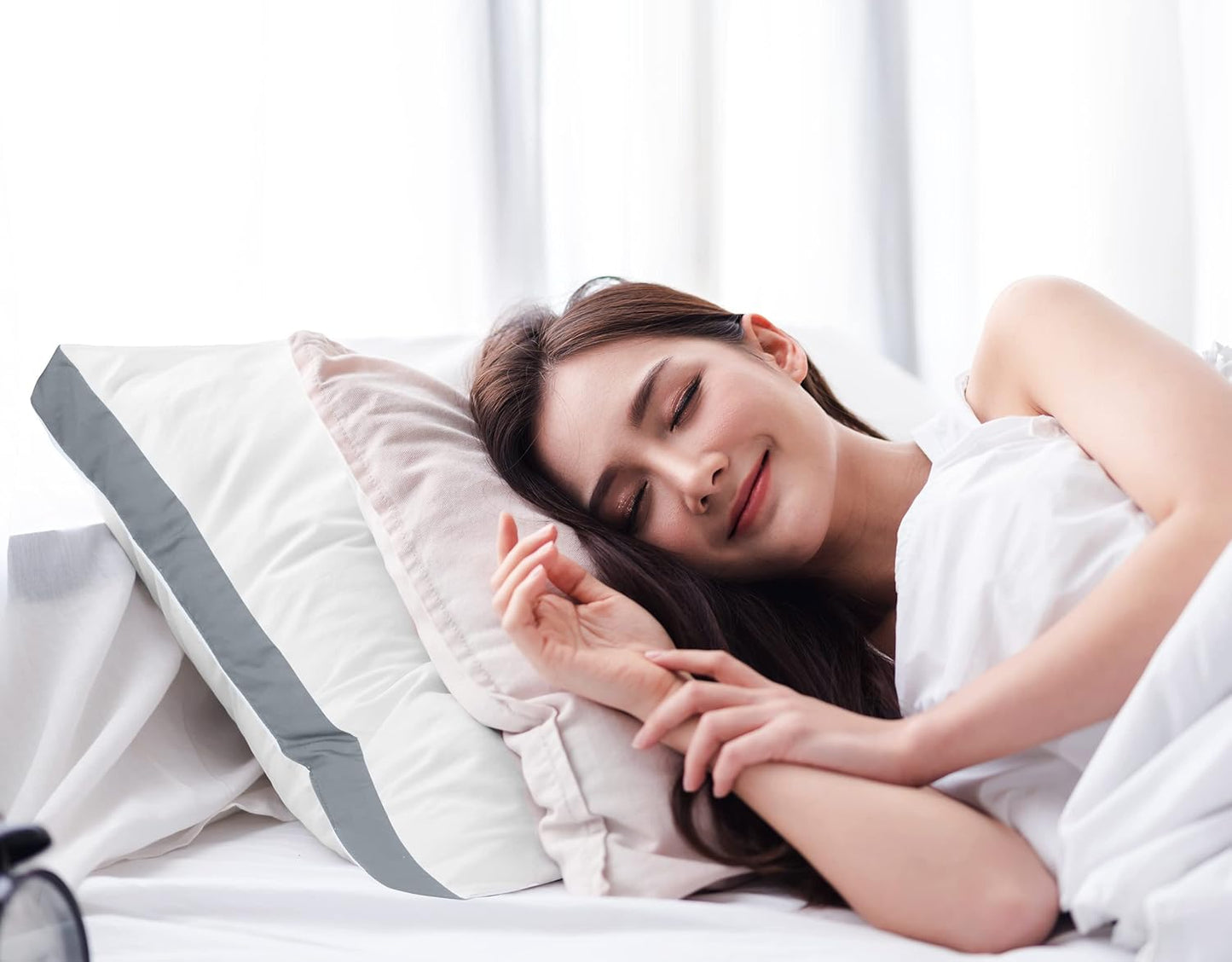 Utopia Bedding Bed Pillows - Soft & Fluffy Down Alternative | Standard Size, Set of 2, Cooling Grey