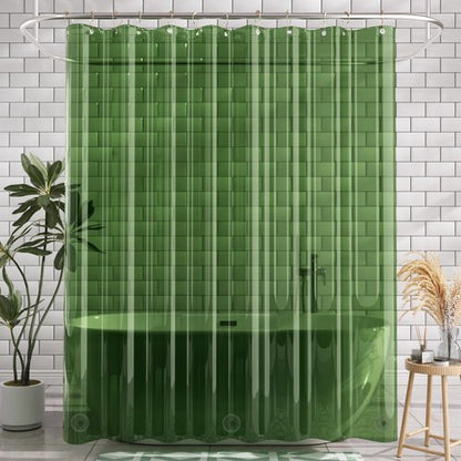 AmazerBath 72x78 Long Shower Curtain Liner, Clear Green Plastic Shower Curtain Liner, Waterproof PEVA Shower Liner, Cute Lightweight Shower Curtains for Bathroom with 3 Magnets & Rustproof Grommets