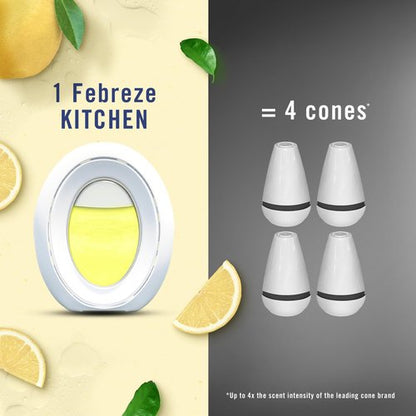 Febreze Kitchen Air Freshener, Odor-Fighting, Plug In Alternative, Air Fresheners for Home and Bathroom and Kitchen, Closet Air Fresheners, Fresh Lemon Scent, 6 Count