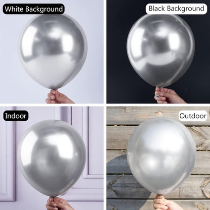 PartyWoo Silver Balloon Arch Kit - 140 Pcs in Various Sizes for Birthday, Graduation & Wedding Decor