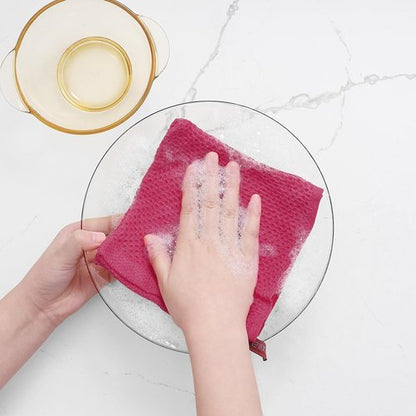 Homaxy Kitchen Dish Cloths - Ultra Soft 100% Cotton Waffle Weave, Quick Drying, 12x12 Inches, 6-Pack, Hot Pink