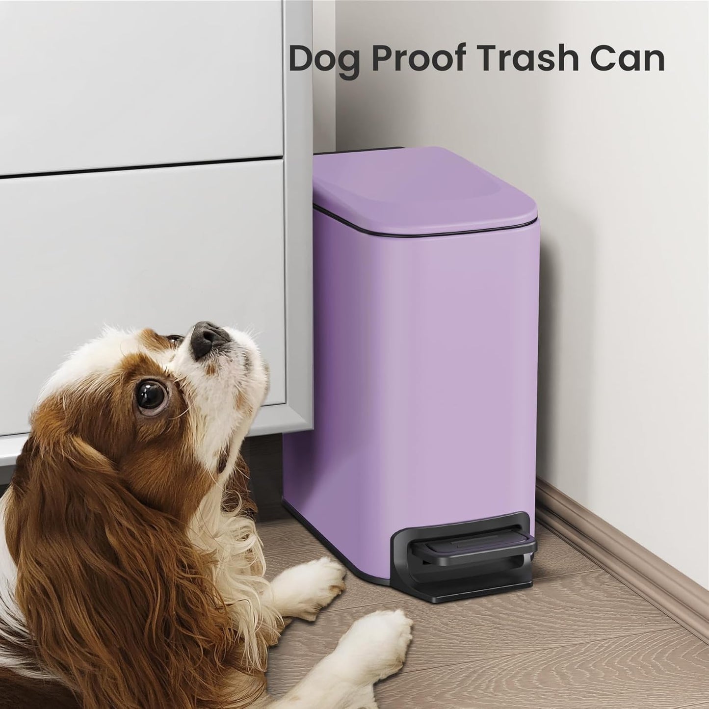 Cesun Small Bathroom Trash Can - Soft Close Lid & Step Pedal, 6L Stainless Steel | Anti-Fingerprint Finish (Purple)