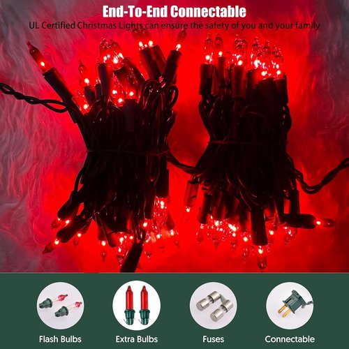 HISHINY Christmas Lights - 100 Count Red String Lights for Indoor/Outdoor Decorations | UL Certified, 21 Feet