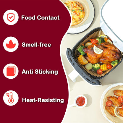 Ninja Air Fryer Liners - Non-Stick Parchment Paper for 4-8QT Baskets | 225PCS Round Liners