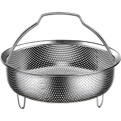 Rice Washer - Stainless Steel Cooking Steam Basket, Food Steamer | Vegetable Steamer Tray With Handle And Base Leg, Food Steamer Basket For Pressure Cookers