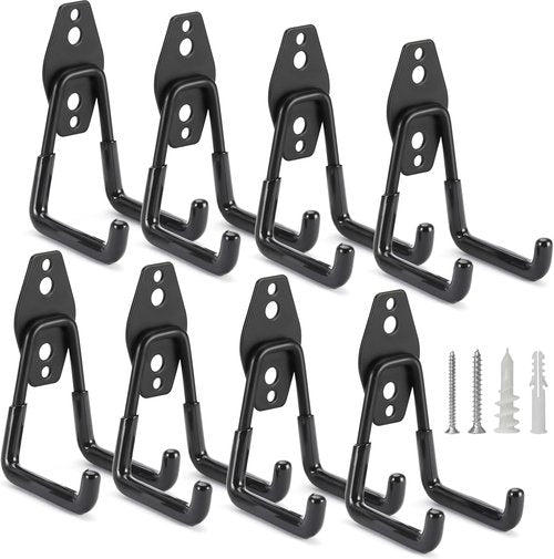 Heavy Duty Garage Hooks by [Brand Name] - 8 Pack Wall Mount Tool Hangers for Ladders, Ropes & More