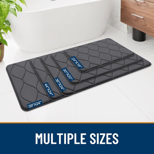 Smiry Memory Foam Bath Mat 30''x20'', Ultra Soft Non-Slip Bathroom Rug, Plush Water Absorbent Quick Dry and Machine Washable Floor Mat for Shower, Tub & Home Decor, Dark Grey