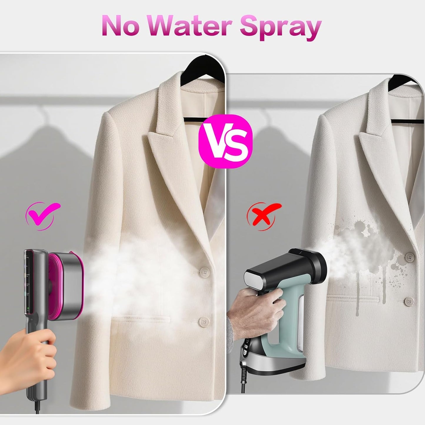 Skiennix 1200W Portable Handheld Garment Steamer - Fast 15-Second Heat-Up, 5 Modes, 110ml Tank | Carbon Gray Purple