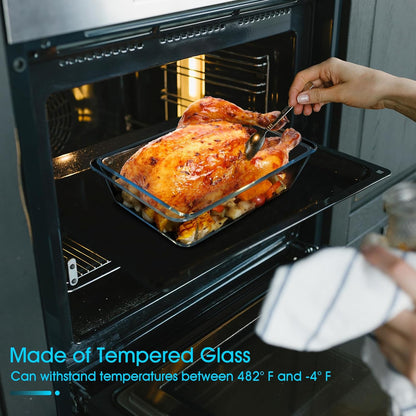 NUTRIUPS 3.7QT Rectangular Glass Baking Dish - Durable Oven Bakeware for Casseroles & More