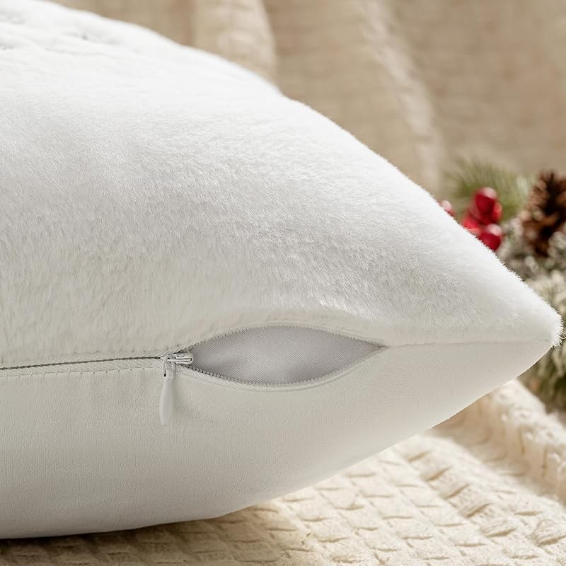 MiULEE Christmas Pillow Covers 18x18 Set of 2 — White & Green Tree Embroidered