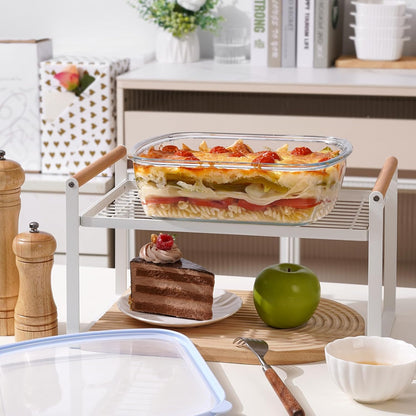 NUTRIUPS Glass Baking Dish - BPA-Free Lids, Square Casserole Pan for Oven & Dishwasher | 2.6L, Blue